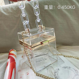 Clear acrylic clutch Purse women transparent bag plastic box bag girl vintage retro party handbag 2020summer bag purse totes