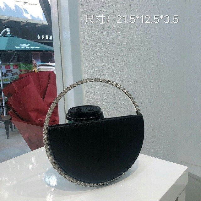 Colour Diamond Circular Rainbow Rhinestone Round Handle Evening Bag Clutch Purse Luxury Handbags Bags Designer for Woman 2020