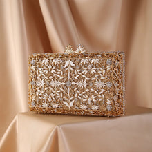 Load image into Gallery viewer, XIYUAN women 2020 diamond drip floral evening bags clutches for party wedding Rhinestones evening bag clutch purse wallet gold
