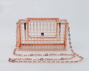 Unique fashion design personality hollow metal cages party clutch evening bag shoulder bag ladies handbag messenger bags purse