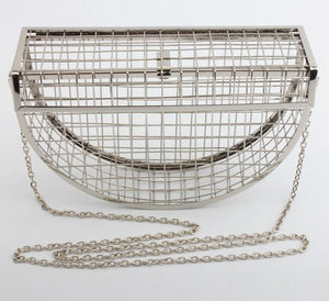 Unique fashion design personality hollow metal cages party clutch evening bag shoulder bag ladies handbag messenger bags purse